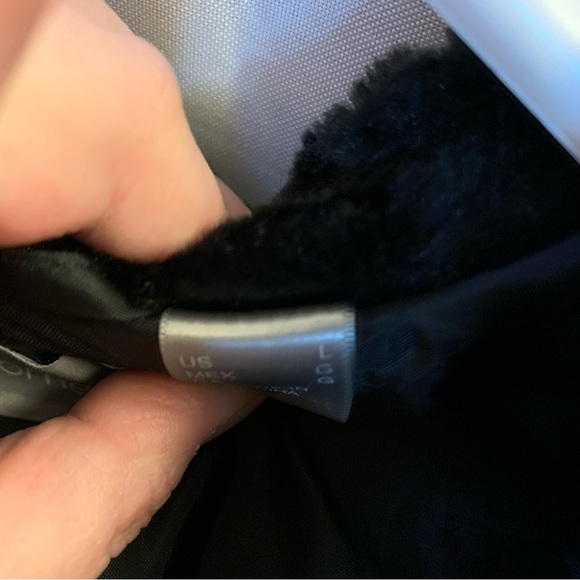 Liz Claiborne Black Faux Fur Collar Long Pea Coat. Size Large. - Picture 7 of 13